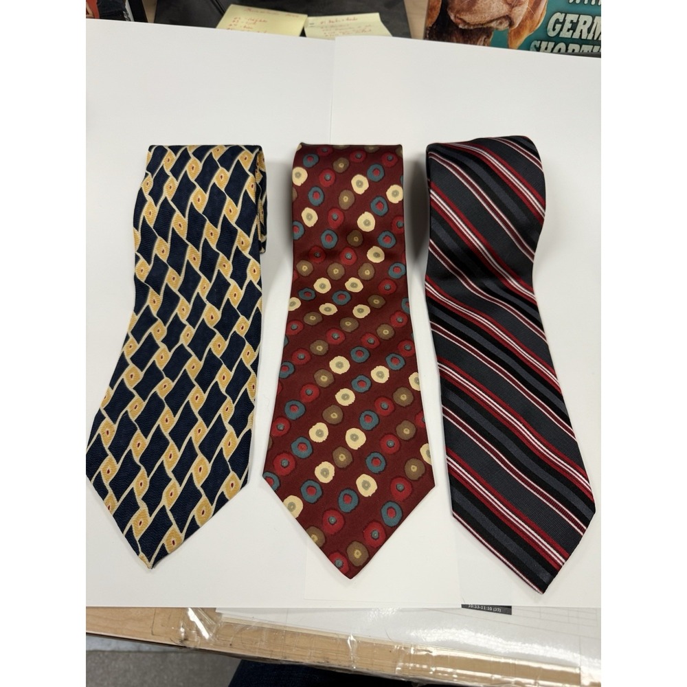 VTG Perry Ellis Portfolio‎ Silk Tie Lot Made in USA Italy Striped Geometric 90s